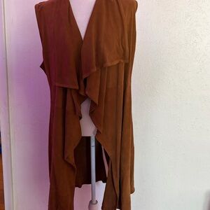 LAMARQUE Genuine Suede Draped Waterfall Vest